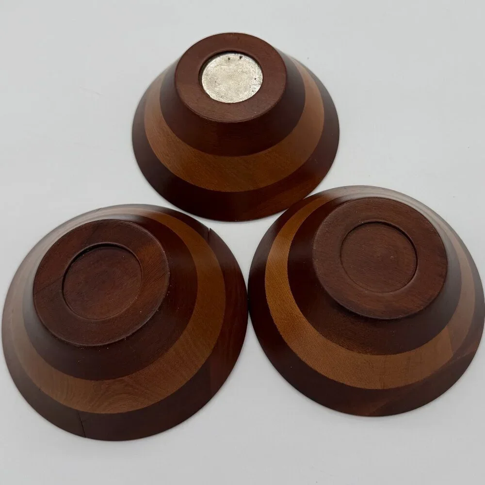 Woodpecker Woodware Bowls Set of 3 MCM Wood Vintage 6